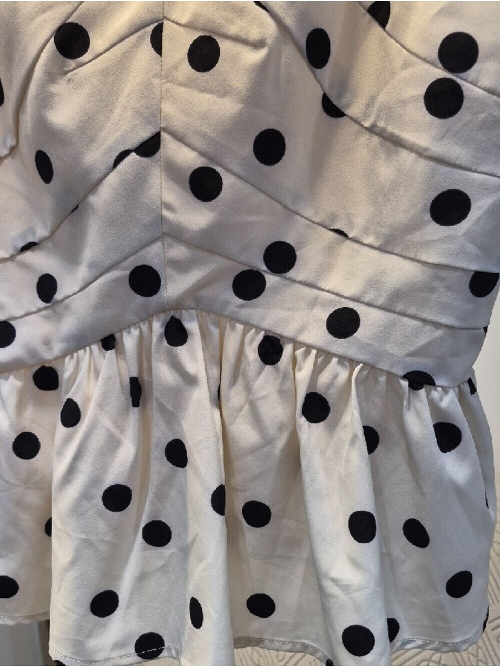 Ricki's Cream and Black Polka Dot Spaghetti Peplum Top - Picture 4 of 13